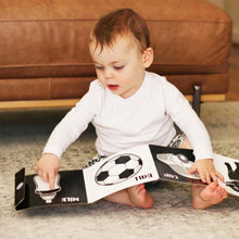 Load image into Gallery viewer, Welcome To The World Little One Book, High Contrast, Black and White Baby Book, Young Wonderer, baby book, high contrast book, high contrast baby book, black and white baby book, black and white baby toys, black and white baby toy, tummy time book, black and white baby toys, black and white baby book australia, high contrast book australia, tummy time, black and white baby shop, black and white baby toys, black and white baby toy, high contrast baby toy