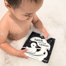 Load image into Gallery viewer, Duckie Goes On An Adventure Black and White Bath Book
