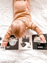Load image into Gallery viewer, Welcome To The World Little One Book, High Contrast, Black and White Baby Book, Young Wonderer, baby book, high contrast book, high contrast baby book, black and white baby book, black and white baby toys, black and white baby toy, tummy time book, black and white baby toys, black and white baby book australia, high contrast book australia, tummy time, black and white baby shop, black and white baby toys, black and white baby toy, high contrast baby toy
