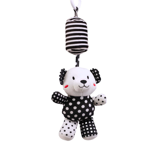 sensory toy, baby sensory, baby toy, Black and white hanging bear toy. high contrast baby toy, young wonderer, young wonderer baby boutique, black and white baby toy, high contrast baby toy, high contrast toy, black and white toy, hanging baby toy, black and white hanging toy, baby gym toy, baby gym hanging toy, high contrast, black and white