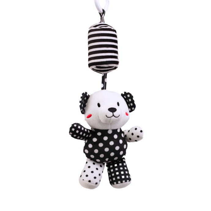 sensory toy, baby sensory, baby toy, Black and white hanging bear toy. high contrast baby toy, young wonderer, young wonderer baby boutique, black and white baby toy, high contrast baby toy, high contrast toy, black and white toy, hanging baby toy, black and white hanging toy, baby gym toy, baby gym hanging toy, high contrast, black and white