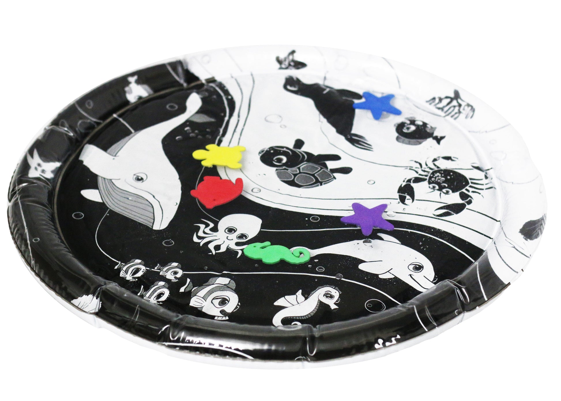 baby water mat, high contrast toy, black and white toy, black and white water mat, high contrast water mat, black and white baby toys, Young Wonderer, tummy time toy, black and white tummy time toy, young wonderer, young wonderer baby boutique, baby boutique australia, baby gifts australia, baby gift ideas, baby gift, tummy time play, tummy time toys, black and white baby toys australia