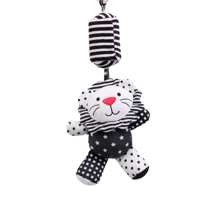 sensory toy, baby sensory, baby toy, Black and white hanging bear toy. high contrast baby toy, young wonderer, young wonderer baby boutique, black and white baby toy, high contrast baby toy, high contrast toy, black and white toy, hanging baby toy, black and white hanging toy, baby gym toy, baby gym hanging toy, high contrast, black and white, pram toy, pram hanging toy